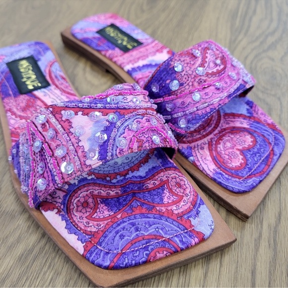MYSTIQUE BOUTIQUE | Pink Multicolor Slip On Sandals - Picture 4 of 5